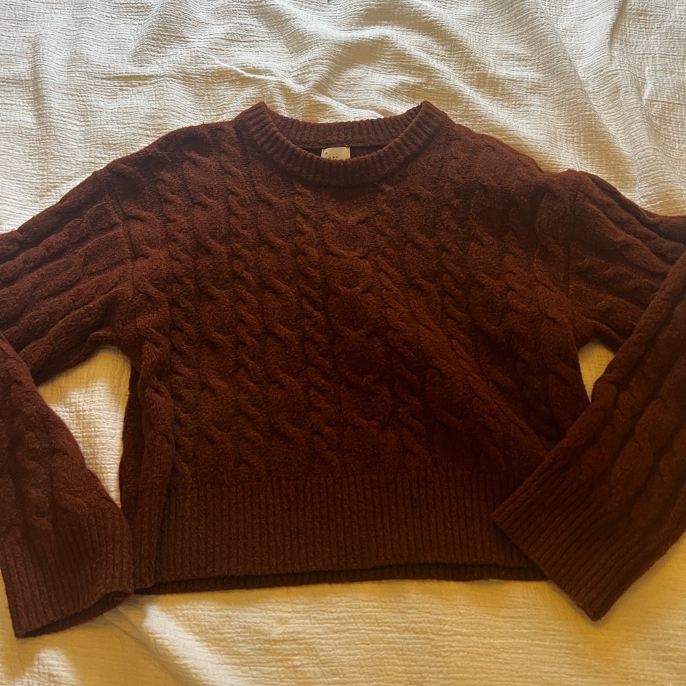 Cable Knit Burgundy Sweater